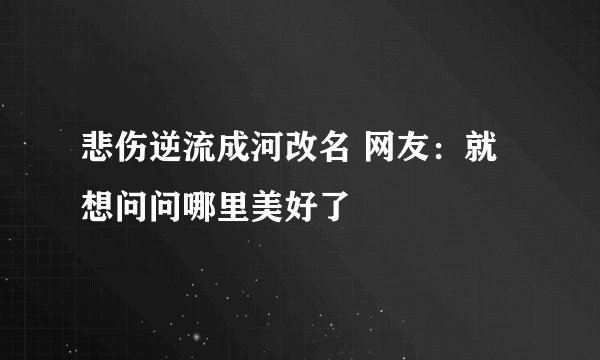 悲伤逆流成河改名 网友：就想问问哪里美好了