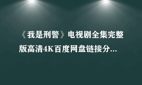 《我是刑警》电视剧全集完整版高清4K百度网盘链接分享提取码