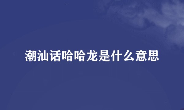 潮汕话哈哈龙是什么意思