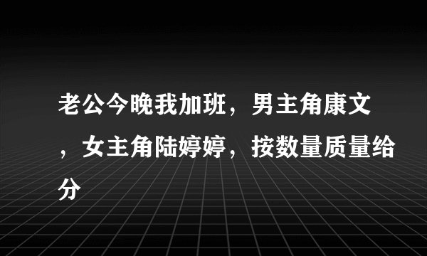老公今晚我加班，男主角康文，女主角陆婷婷，按数量质量给分