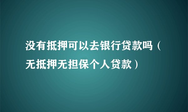 没有抵押可以去银行贷款吗（无抵押无担保个人贷款）