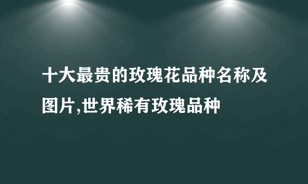 十大最贵的玫瑰花品种名称及图片,世界稀有玫瑰品种