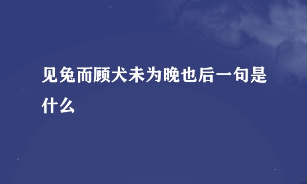 见兔而顾犬未为晚也后一句是什么