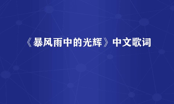《暴风雨中的光辉》中文歌词