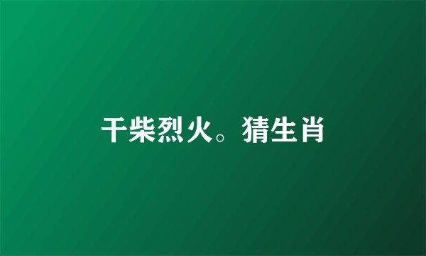 干柴烈火。猜生肖