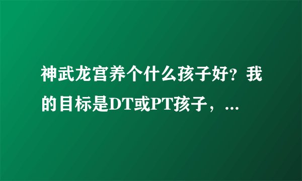 神武龙宫养个什么孩子好？我的目标是DT或PT孩子，说说各多少神武币，还有打什么兽决？