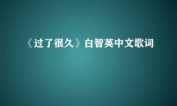 《过了很久》白智英中文歌词