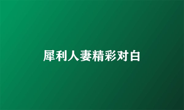 犀利人妻精彩对白