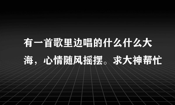 有一首歌里边唱的什么什么大海，心情随风摇摆。求大神帮忙