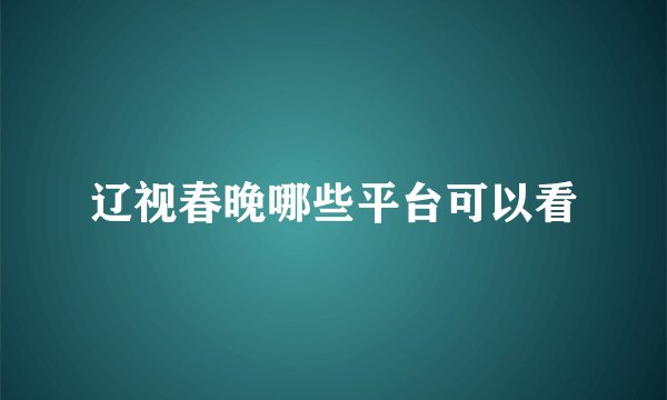 辽视春晚哪些平台可以看