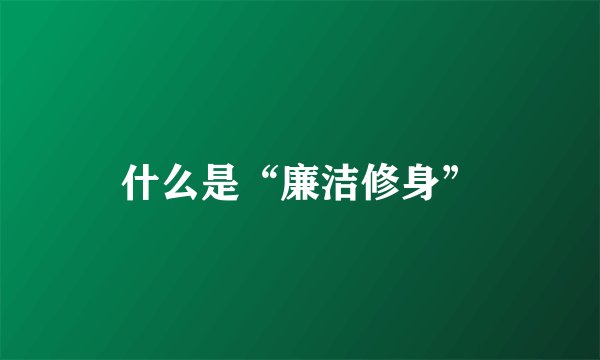 什么是“廉洁修身”