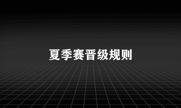 夏季赛晋级规则