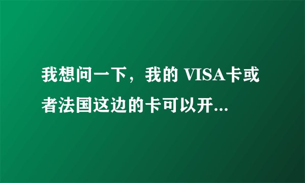 我想问一下，我的 VISA卡或者法国这边的卡可以开通网上银行在中国的网站上购物不啊？