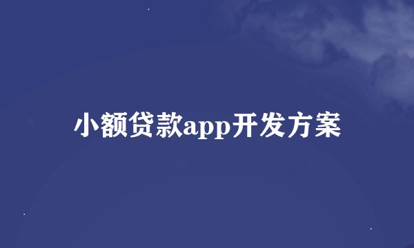 小额贷款app开发方案