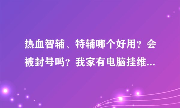 热血智辅、特辅哪个好用？会被封号吗？我家有电脑挂维护…而听说充元宝就不封号，是吗？