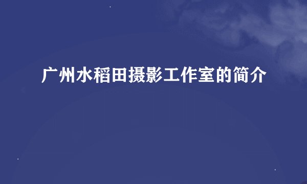 广州水稻田摄影工作室的简介