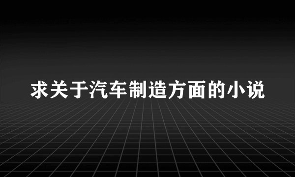 求关于汽车制造方面的小说