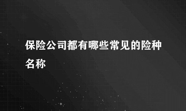 保险公司都有哪些常见的险种名称