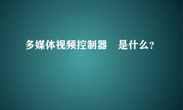 多媒体视频控制器 是什么？