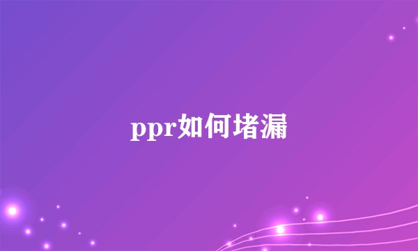 ppr如何堵漏