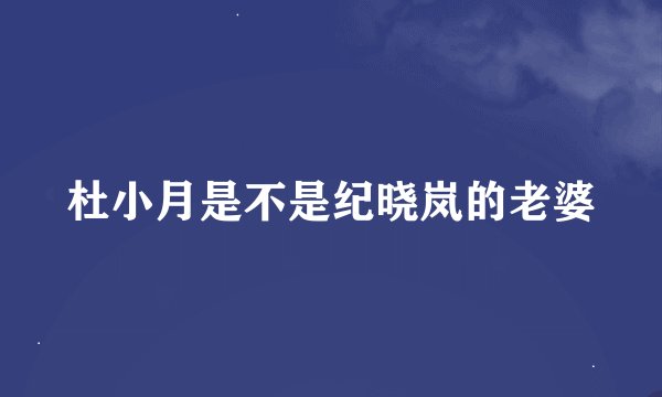 杜小月是不是纪晓岚的老婆