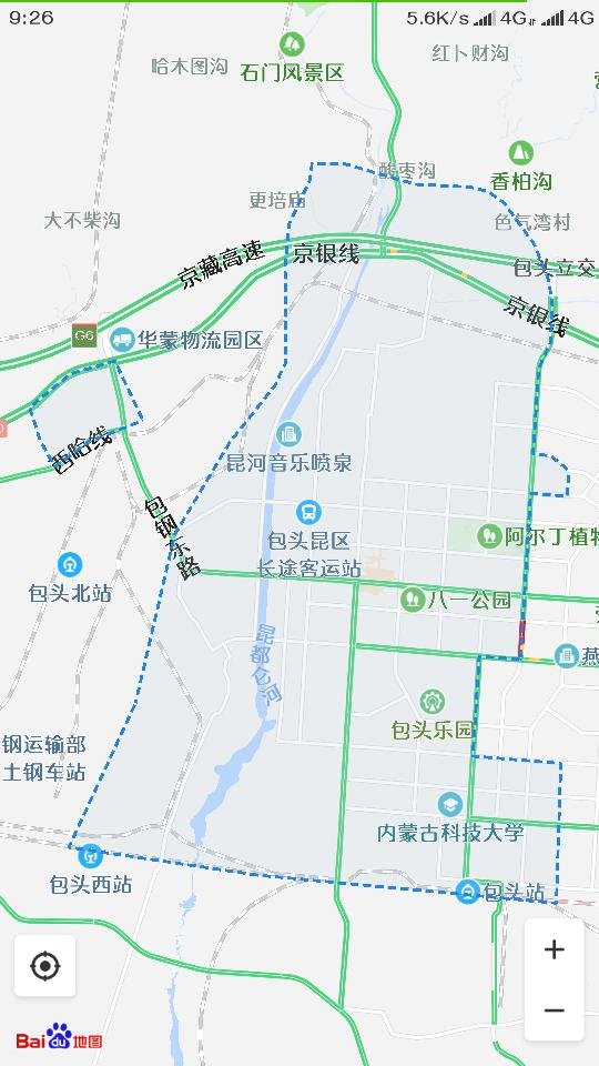 包头昆区地图 张家营子到召庙有多远？