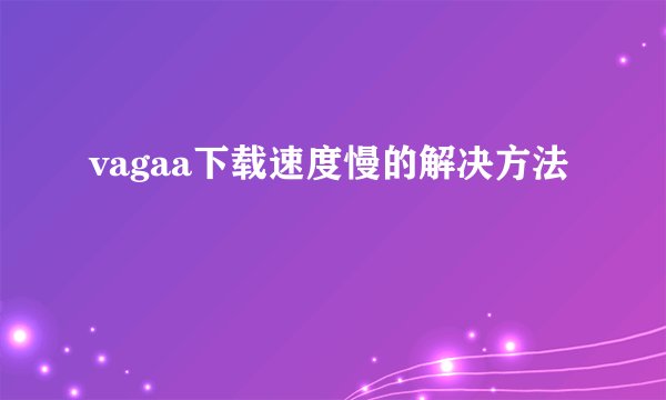 vagaa下载速度慢的解决方法