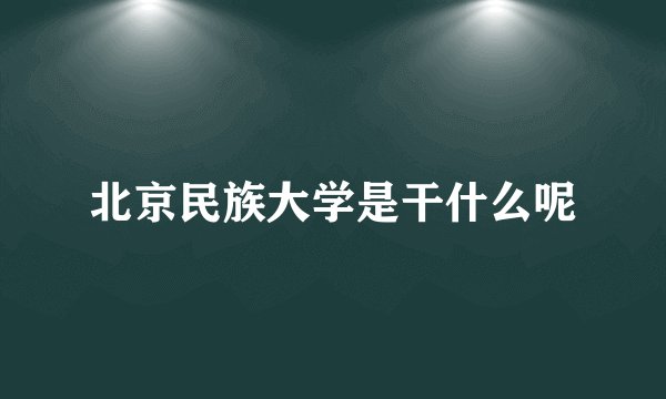 北京民族大学是干什么呢