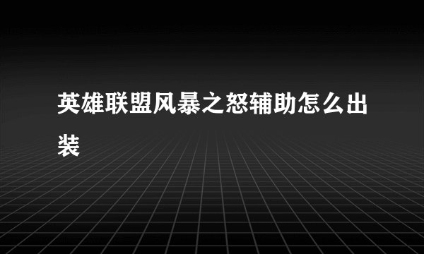 英雄联盟风暴之怒辅助怎么出装