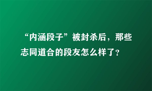 “内涵段子”被封杀后，那些志同道合的段友怎么样了？
