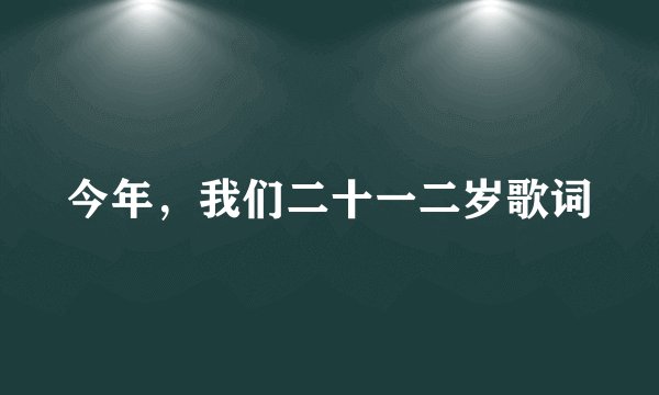 今年，我们二十一二岁歌词