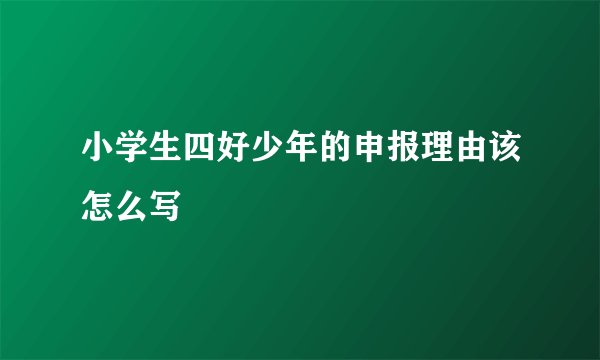 小学生四好少年的申报理由该怎么写