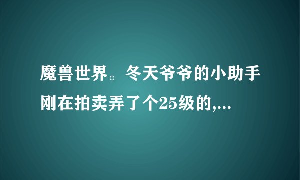 魔兽世界。冬天爷爷的小助手刚在拍卖弄了个25级的,怎么带不了？