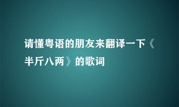 请懂粤语的朋友来翻译一下《半斤八两》的歌词
