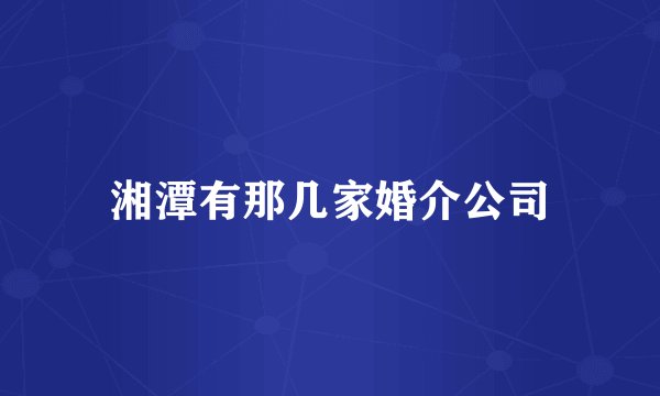 湘潭有那几家婚介公司