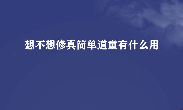 想不想修真简单道童有什么用