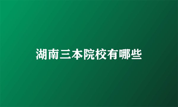 湖南三本院校有哪些