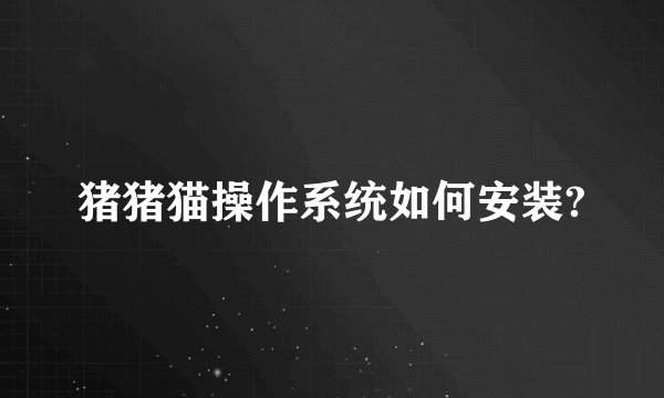 猪猪猫操作系统如何安装?