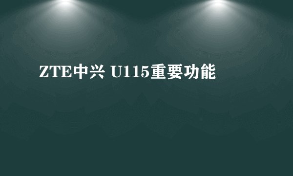 ZTE中兴 U115重要功能