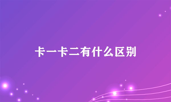 卡一卡二有什么区别