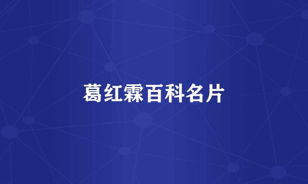 葛红霖百科名片