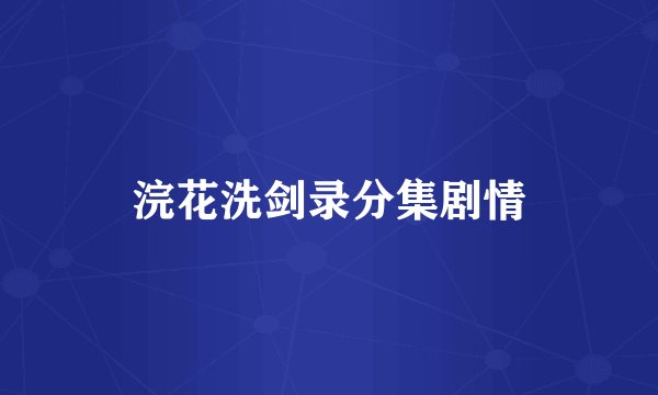 浣花洗剑录分集剧情