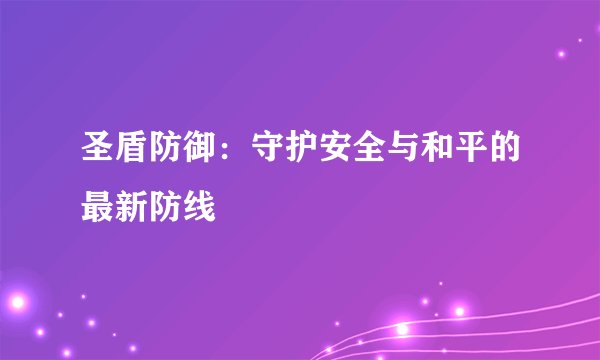 圣盾防御：守护安全与和平的最新防线