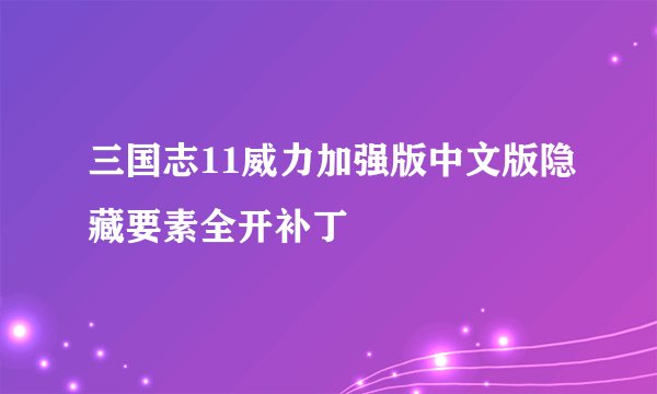 三国志11威力加强版中文版隐藏要素全开补丁