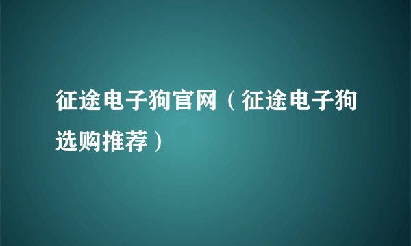 征途电子狗官网（征途电子狗选购推荐）