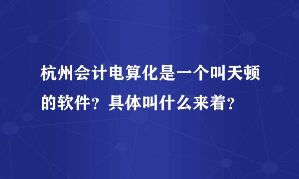 杭州会计电算化是一个叫天顿的软件？具体叫什么来着？