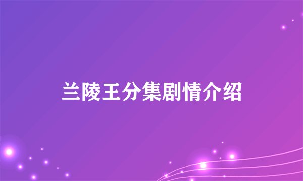 兰陵王分集剧情介绍