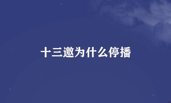十三邀为什么停播