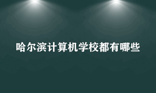 哈尔滨计算机学校都有哪些
