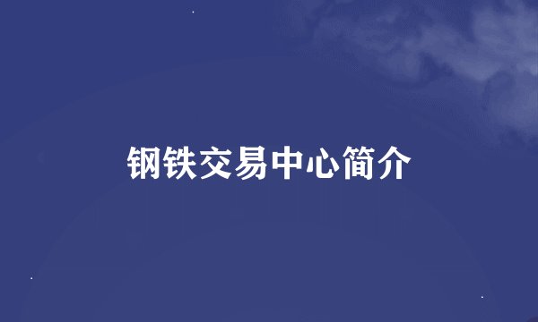 钢铁交易中心简介
